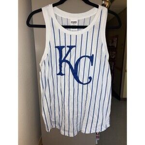 VS PINK KC Royals Tank S Blue Pinstripe Bling Graphic MLB Baseball Y2K Cute